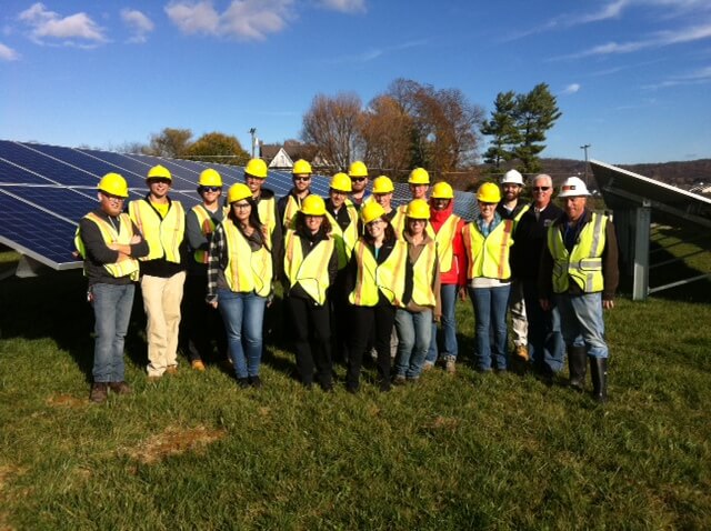 Sustainable Energy students at a solar installation near Middletown, MD in the fall of 2015.
