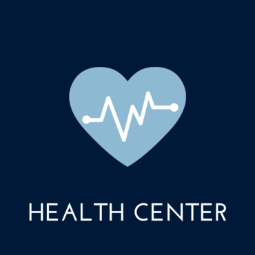 blue background, heart in the center, text reads "health center"