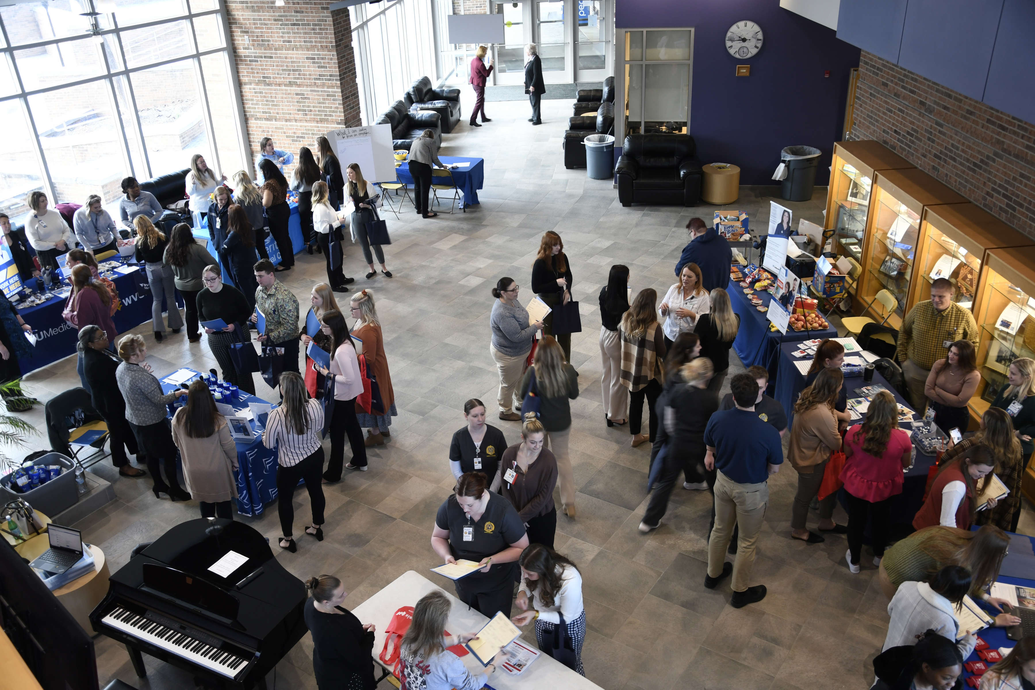 Photo from the top of the steps looking down on the nursing career fair.