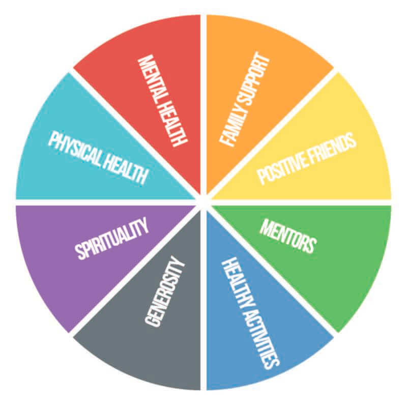 This is a 8 color wheel representing the different sections of Sources of Strength